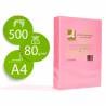 Papel color q-connect din a4 80gr rosa neon paquete de 500 hojas - KF16265