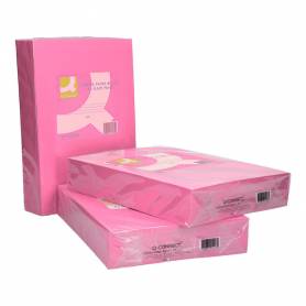 Papel color q-connect din a4 80gr rosa neon paquete de 500 hojas