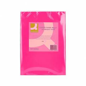 Papel color q-connect din a4 80gr rosa intenso paquete de 500 hojas