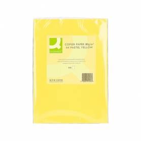 Papel color q-connect din a4 80gr amarillo paquete de 500 hojas