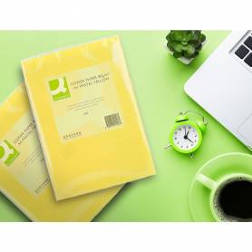 Papel color q-connect din a4 80gr amarillo paquete de 500 hojas