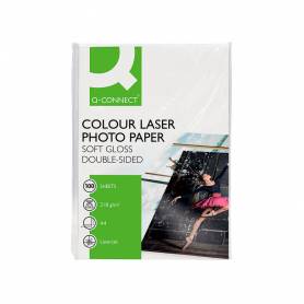 Papel q-connect foto glossy din a4 para fotocopiadoras e impresoras laser paquete de 100 hojas de 218 gr