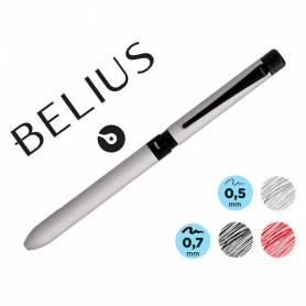 Boligrafo belius zurich 3 en 1 cuerpo plateado tinta negra y roja portaminas 0,5 mm en estuche