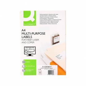 Etiqueta adhesiva q-connect kf01581 tamaño 38,1x21,2mm fotocopiadora laser ink-jet caja con 100 hojas din a4