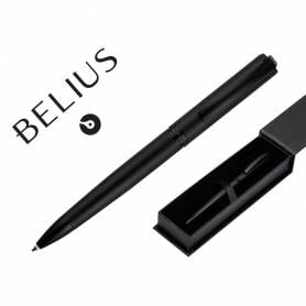 Boligrafo belius turbo aluminio color negro tinta azul caja de diseño