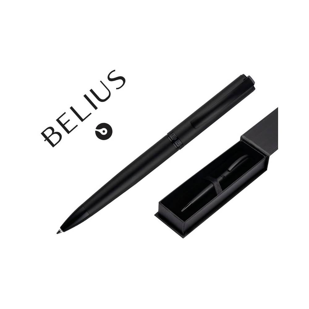 Boligrafo belius turbo aluminio color negro tinta azul caja de diseño