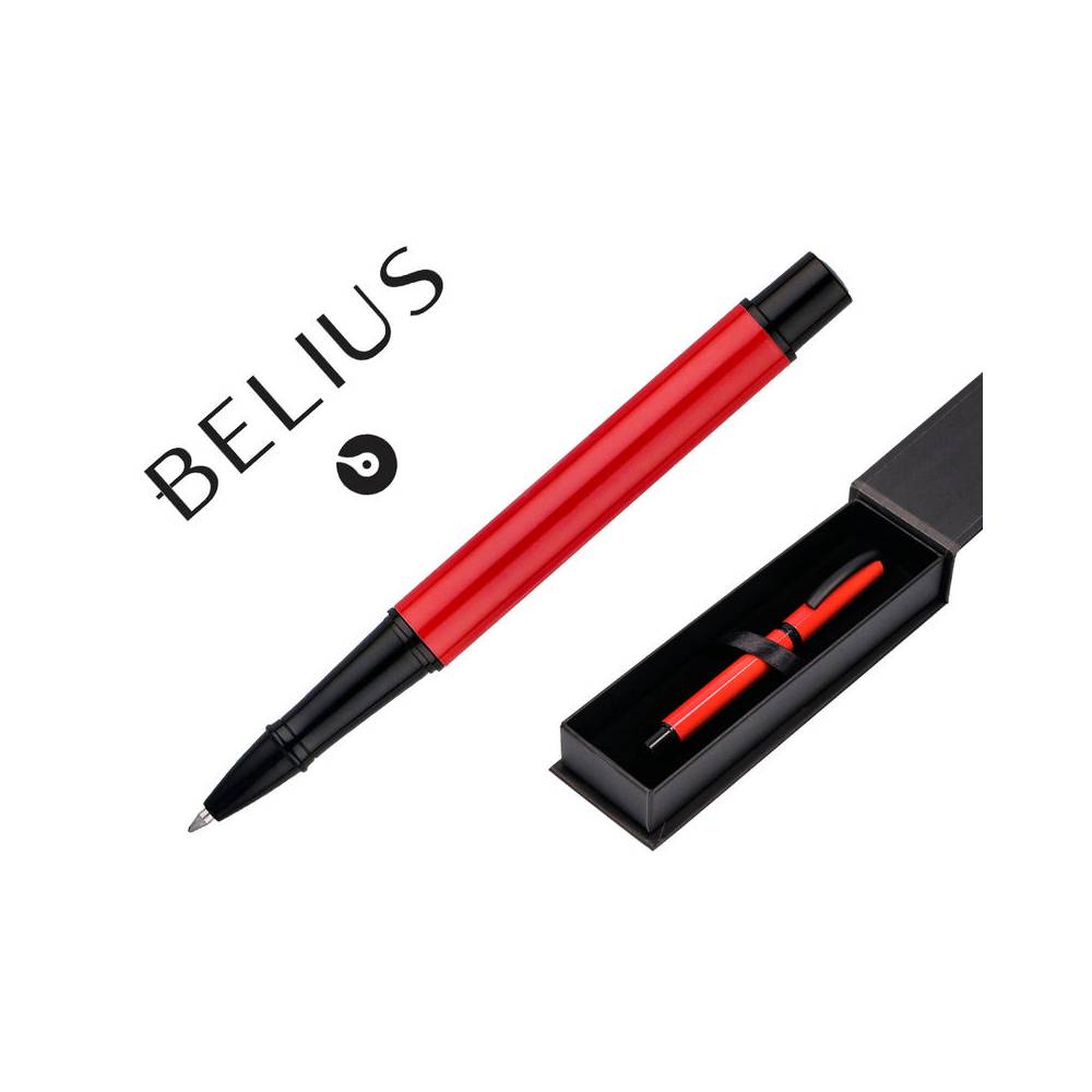 Roller belius turbo aluminio color rojo y negro tinta azul caja de diseño