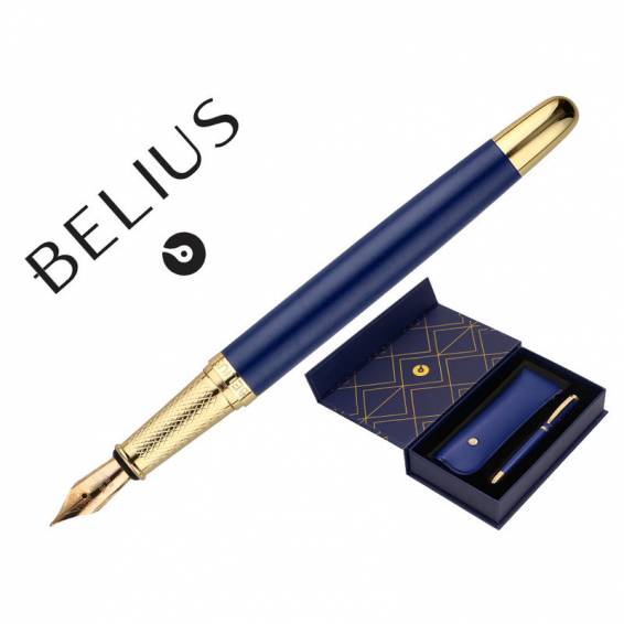 Compra Pluma y estuche belius soiree color art deco azul marino y dorado tinta azul caja de diseno BB262