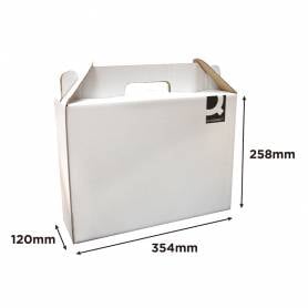 Caja maletin con asa q-connect carton para envio y transporte 355x120x258 mm