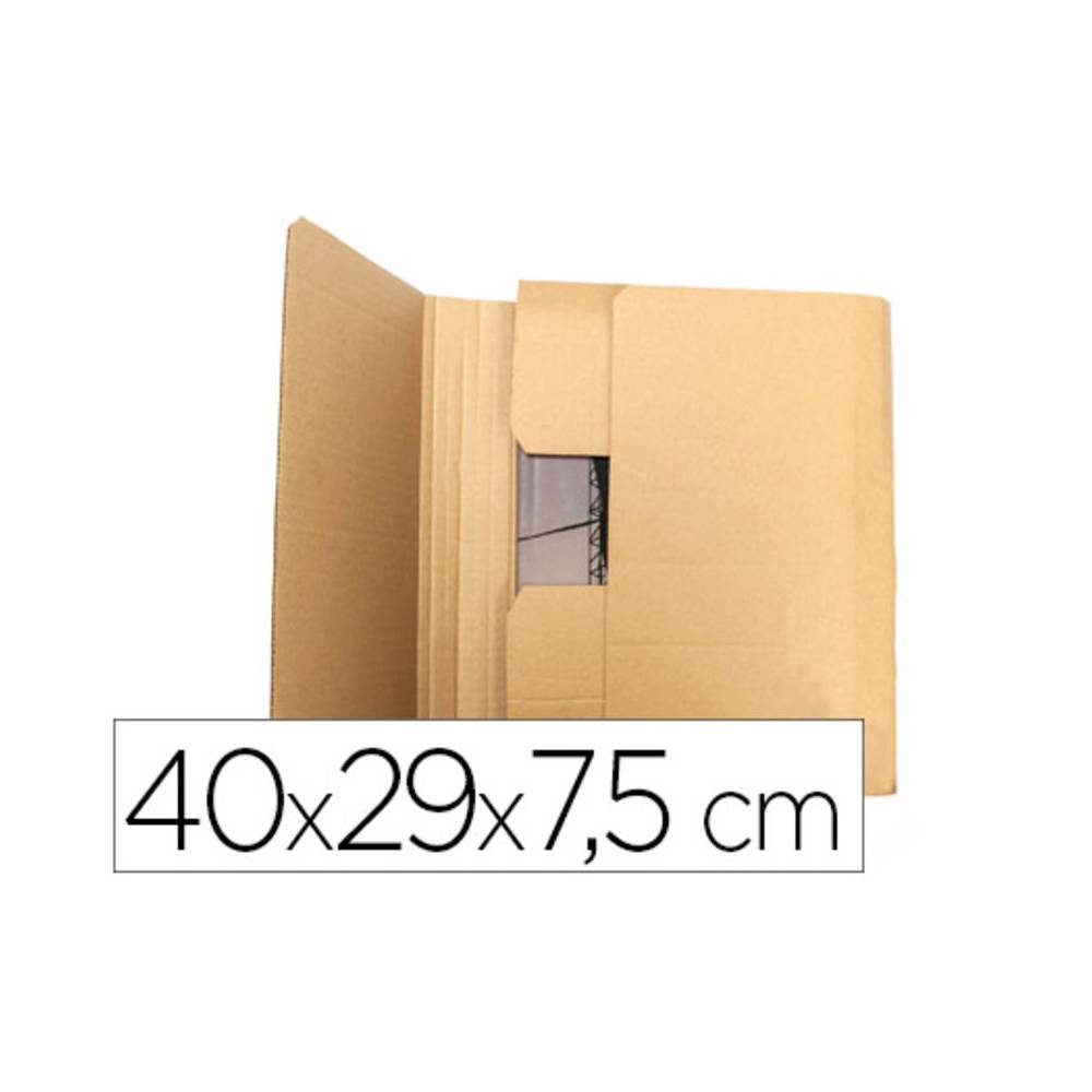 Caja para embalar q-connect libro medidas 400x290x75 mm espesor carton 3 mm