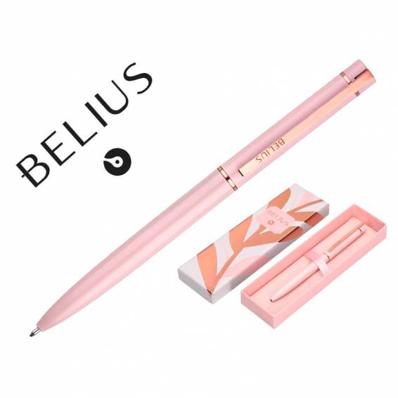 Boligrafo belius rose aluminio color rosa/oro rosa tinta azul caja de diseño