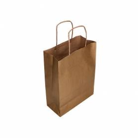 Bolsa kraft q-connect natural asa retorcida 240x100x310 mm