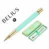 Boligrafo belius macaron bliss forma hexagonal color verde dorado tinta azul caja de diseño - BB295