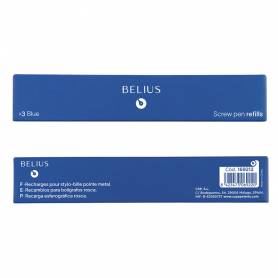 Recambio boligrafo belius con rosca azul caja 3 unidades