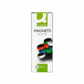 Iman para sujecion q-connect ideal para pizarras magneticas35 mm colores surtidos caja de 10 unidades