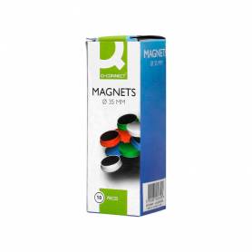 Iman para sujecion q-connect ideal para pizarras magneticas35 mm colores surtidos caja de 10 unidades