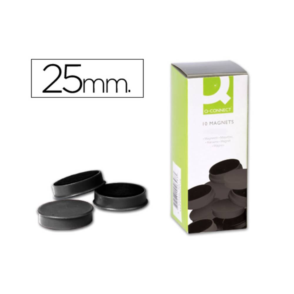 Iman para sujecion q-connect ideal para pizarras magneticas25 mm negro caja de 10 unidades