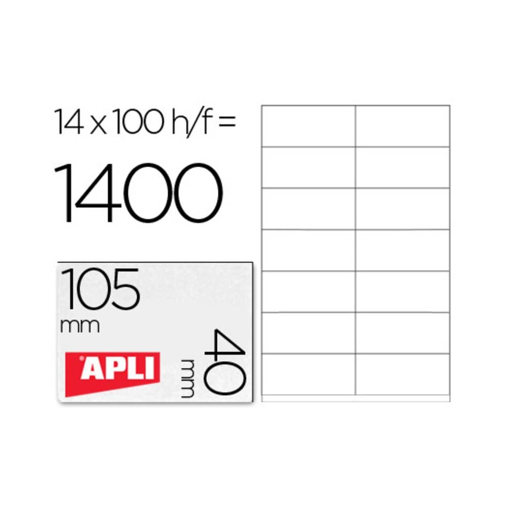 Etiqueta adhesiva apli 1275 tamaño 105x40 mm -fotocopiadora -laser -ink-jet-caja con 1400 etiquetas