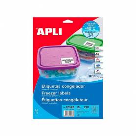 Etiqueta adhesiva apli 12328 tamaño 63,5x38,1 mm para congelados caja con 10 hojas a4 blancas directiva europea