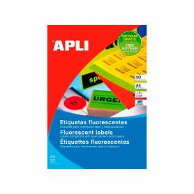 Etiqueta adhesiva apli 02878 tamaño 210x297 mm para laser fotocopiadora ink-jet caja con20 hojas din a4 amarillo