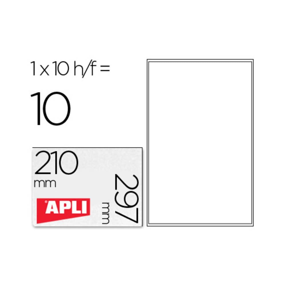 Etiquetas adhesivas apli transparentes poliester para impresora ink-jet 210x297 mm presentadas en carpetas de 10