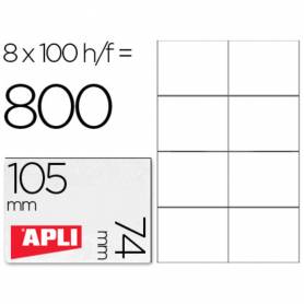 Etiqueta adhesiva apli 1279 tamaño 105x74 mm para fotocopiadora laser ink-jet caja con 100 hojas din a4