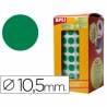 Gomets autoadhesivos circulares 10,5mm verde en rollo