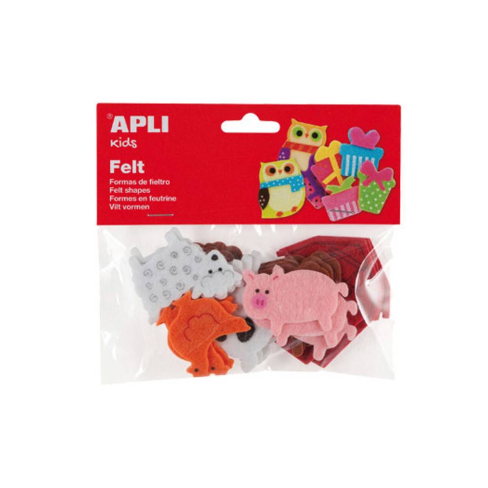 Figura de fieltro apli con forma de animales bolsa de 18 unidades surtidas