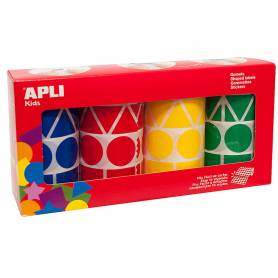 Gomets apli figuras surtidas t amaño xl pack de 4 rollos colores surtidos 5428 unidades