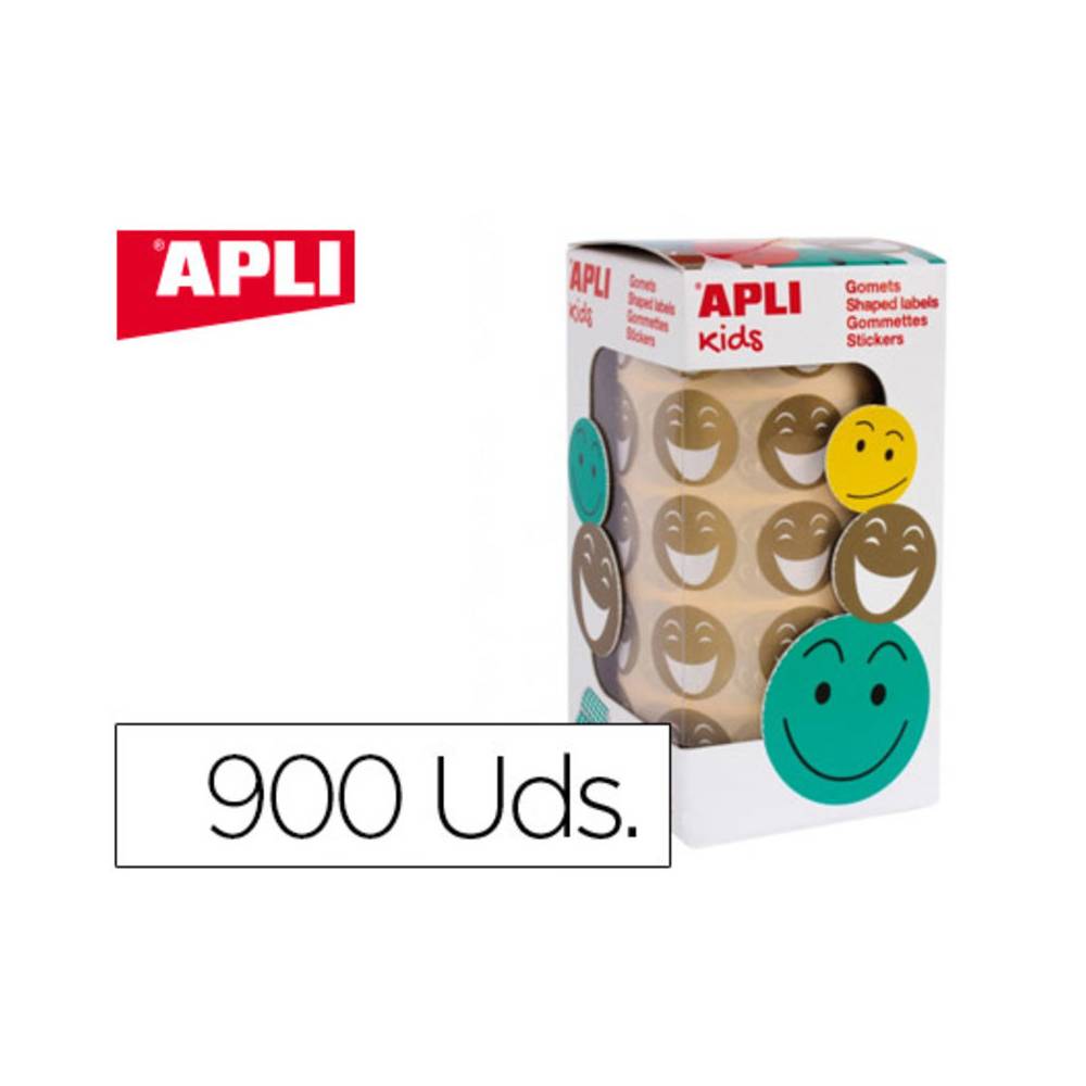 Gomets apli autoadhesivo smile oro cara feliz rollo de 900 unidades