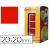 Gomets autoadhesivos cuadradas 20x20 mm rojo rollo de 1770 unidades