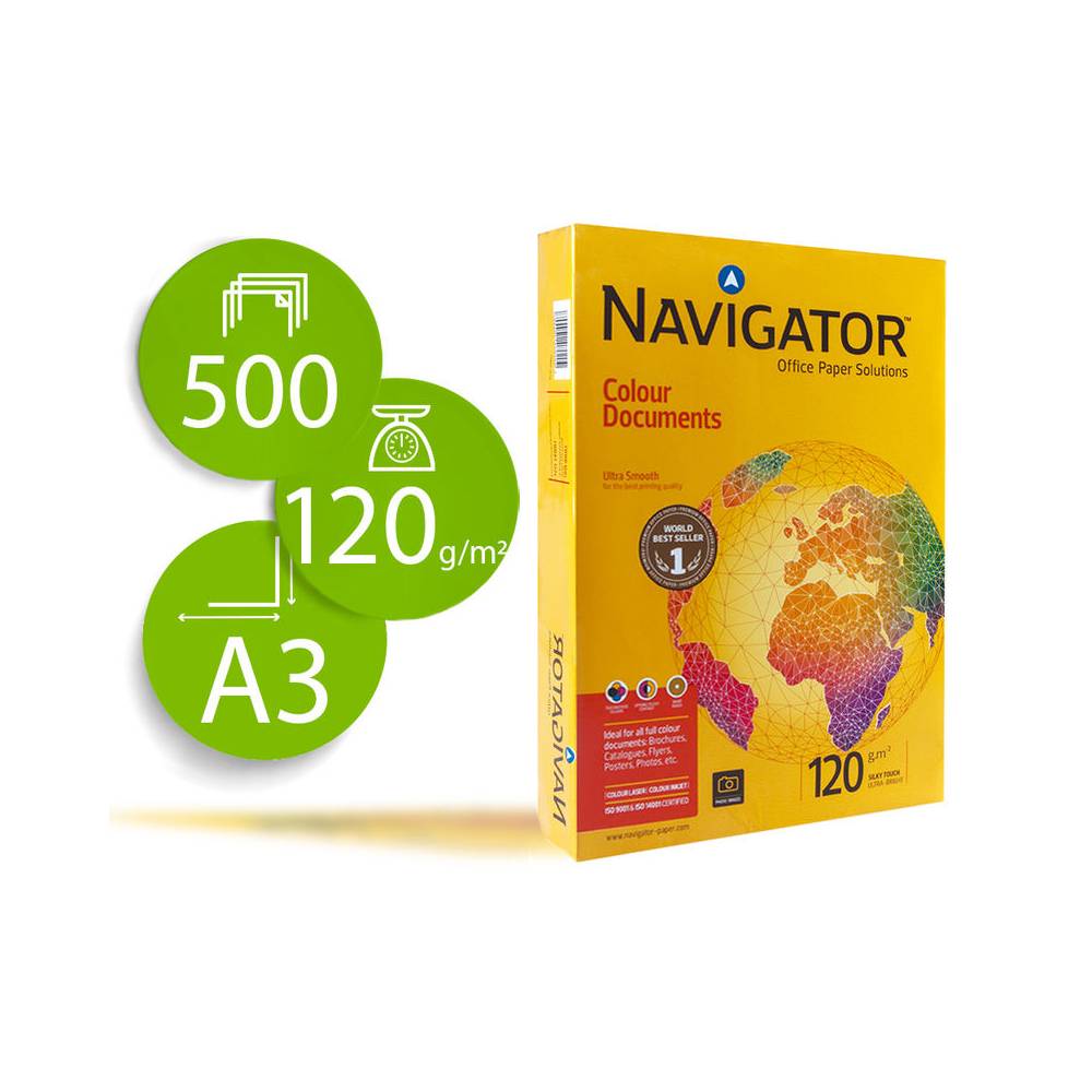 Papel fotocopiadora navigator din a3 120 gramos paquete de 500 hojas