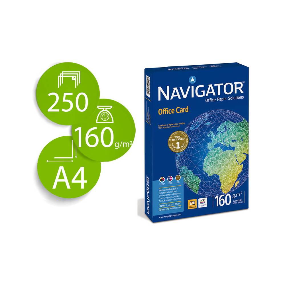 Papel fotocopiadora navigator din a4 160 gramos papel multiuso ink-jet y laser paquete de 250 hojas