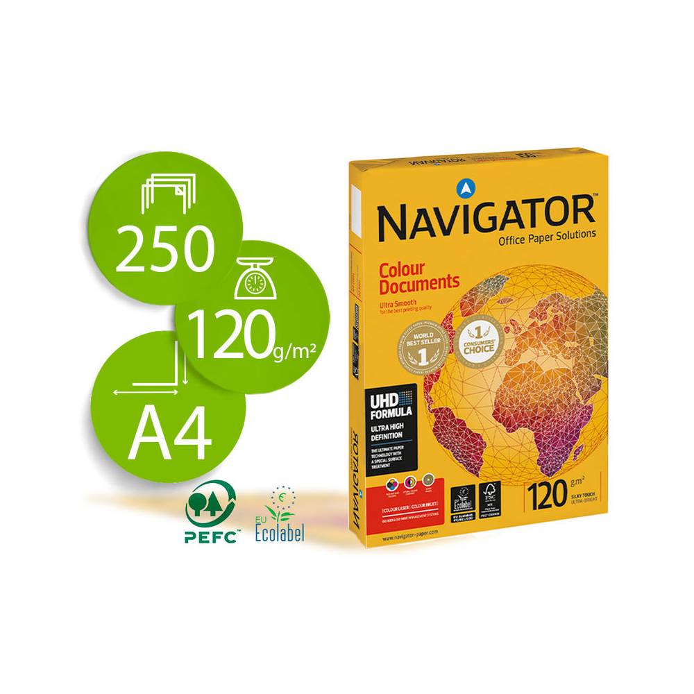 Papel fotocopiadora navigator din a4 120 gramos paquete de 250 hojas