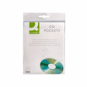 Funda autoadhesiva para cd q-connect con solapa pack de 10 unidades