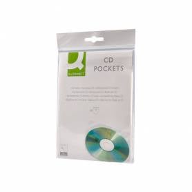 Funda autoadhesiva para cd q-connect con solapa pack de 10 unidades