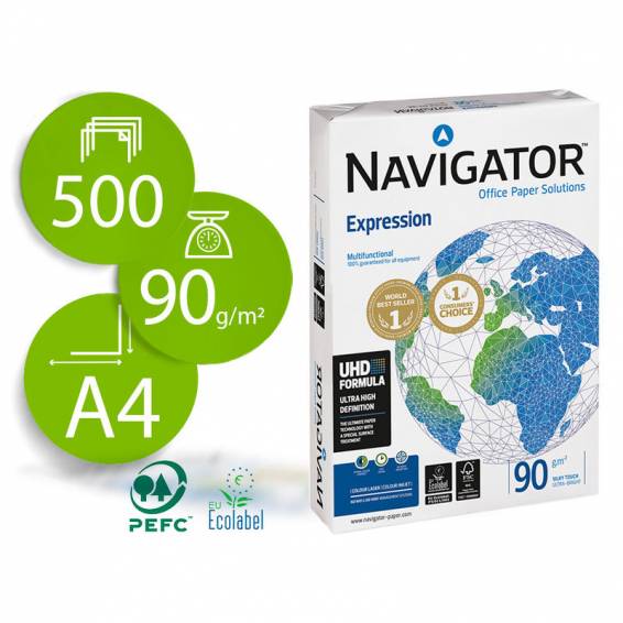 Papel fotocopiadora navigator din a4 90 gramos paquete de 500 hojas