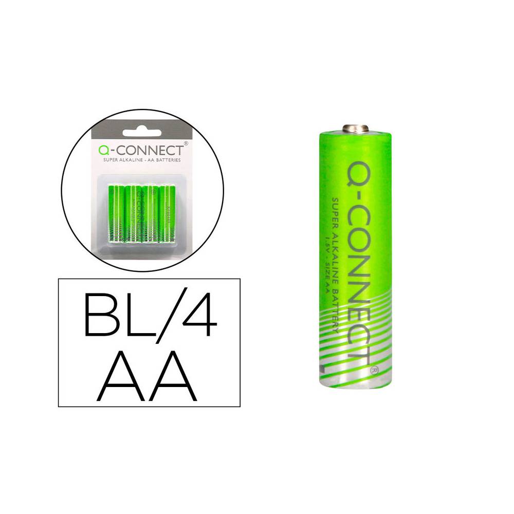 Pila q-connect alcalina aa blister con 4 unidades