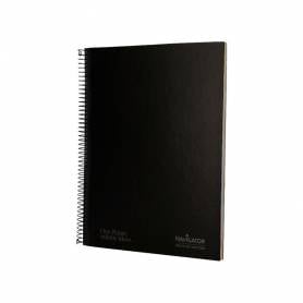 Cuaderno espiral navigator a4 micro tapa forrada 120h 80gr cuadro 5mm 5 bandas 4 taladros color negro