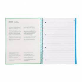 Cuaderno espiral navigator a4 micro tapa forrada 120h 80gr horizontal 5 banda 4 taladros color menta