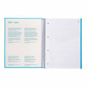 Cuaderno espiral navigator a4 micro tapa forrada 120h 80gr horizontal 5 banda 4 taladros color celeste