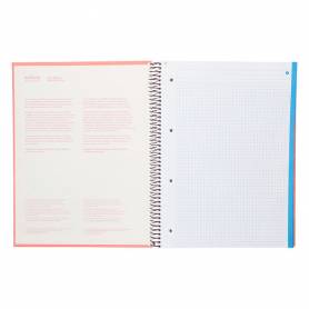 Cuaderno espiral navigator a4 micro tapa forrada 120h 80gr cuadro 5mm 5 bandas 4 taladros color rosa