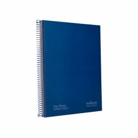 Cuaderno espiral navigator a4 micro tapa forrada 120h 80gr cuadro 5mm 5 bandas 4 taladros color azul marino