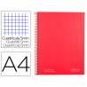 Cuaderno espiral navigator a4 micro a4 tapa forrada 120h 80gr cuadro 5mm 5 bandas 4 taladros color rojo - NA30