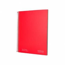 Cuaderno espiral navigator a4 micro tapa forrada 120h 80gr cuadro 5mm 5 bandas 4 taladros color rojo