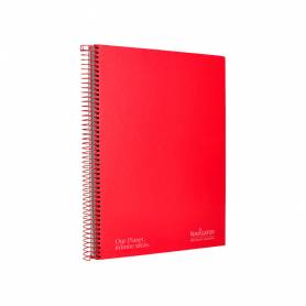 Cuaderno espiral navigator a4 micro tapa forrada 120h 80gr cuadro 5mm 5 bandas 4 taladros color rojo