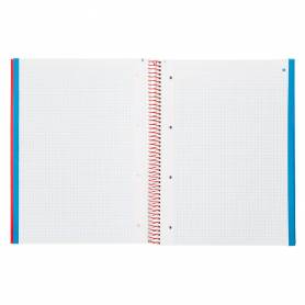 Cuaderno espiral navigator a4 micro tapa forrada 120h 80gr cuadro 5mm 5 bandas 4 taladros color rojo