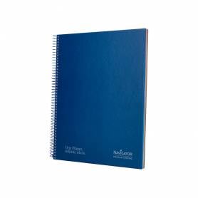 Cuaderno espiral navigator a4 micro tapa forrada 120h 80gr horizontal 5 bandas 4 taladros color azul marino