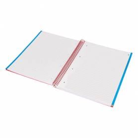 Cuaderno espiral navigator a4 micro tapa forrada 120h 80gr horizontal 5 bandas 4 taladros color rojo