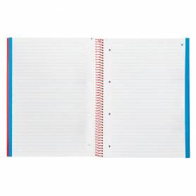 Cuaderno espiral navigator a4 micro tapa forrada 120h 80gr horizontal 5 bandas 4 taladros color rojo